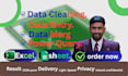 do excel data cleaning, data entry, formatting