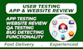 do user testing usability testing,  app website audit UI UX test