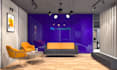 do modern office interior layout design with 3d rendering