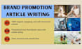 write tech, pets, and other brand promotion articles