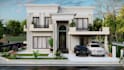 design modern house front elevation in 2d and 3d