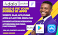 develop bubble io mvp saas website ios app for playstore launch adalo flutter