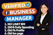 verified bm5 250 and no limit , fb page , fb profile