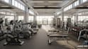 create 3d photorealistic interior gym house, climbing gym, hot yoga room render
