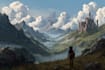 create a fantasy landscape, background illustration