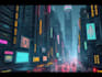 do cyberpunk futuristic city art