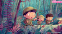 illustrate joyful storybook scenes with lovable characters