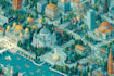 design a travel and event map, city illustration