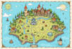 draw cartoon fantasy map illustration, doodle hand