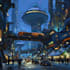 do cyberpunk futuristic city art