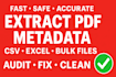 bulk extract pdfs n files metadata to excel for legal, academic use