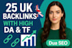 get 25 permanent UK backlinks with high da tf sites