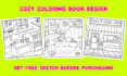 draw cozy coloring book pages for amazon KDP and etsy