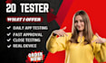 provide real  20 or 12 tester google play console testing for 14 days