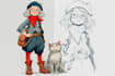 draw cute character and animal cartoon
