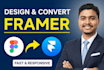 design saas or startup landing page and convert figma to framer