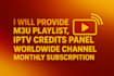 provide m3u playlist, iptv credits panel ,worldwide channel monthly subscription