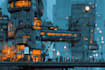 make a cyberpunk futuristic city art