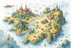 do a watercolor fantasy map or sourvenir map illustration