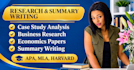 do business research, economics case study analysis, articles summary assigned