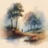 draw landscape illustration in colored