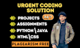 do urgent coding assignment in python, java ,javascript ,html, c