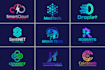 design minimalist technology crypto tech app icon saas security startup logo