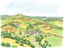 draw landscape sketch, colored site plan, custom map
