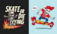 create retro t shirt skeleton skate logo