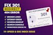 fix 301 redirect 404 error broken links with xml site map or any canonical issue