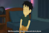animate two cartoon characters talking with expressions and hand gestures