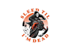 design clothing skeleton riding a snowmobile logo