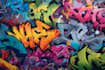 paint real graffiti art on the street wall