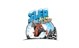 make traditional logo clothing skeleton riding a snowmobile