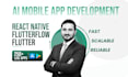 do ai mobile app development, react native, flutter, flutterflow app builder