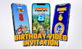 create a birthday video invitation of videogames