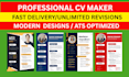 be your expert CV maker for job winning CV, resume, cover letter