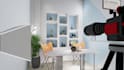 design a modern podcast studio and video production room
