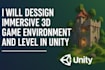 design immersive 3d game environment and level in unity