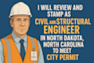 review and stamp as civil and structural engineer north dakota, north carolina