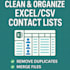 clean, organize, merge, and format excel or CSV contact database