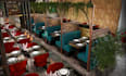 do restaurant interior design, bar, café, lounge, stunning cgi, 3d rendering