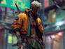 draw cyberpunk style character into city gaming
