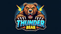 create trendy thunder bear logo with t shirt design