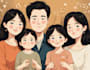 draw a vector art family portrait