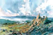 draw a watercolor landscape illustration