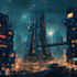 make a cyberpunk futuristic city art