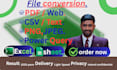 convert PDF to excel CSV, jpg, web, text, into excel, google sheet