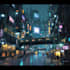 do a cyberpunk futuristic city art