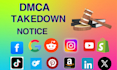 send dmca takedown notice to remove leaked,illegal,copyright ,defaming content